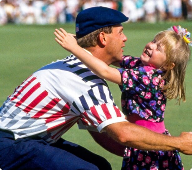 Payne Stewart with his daughter
